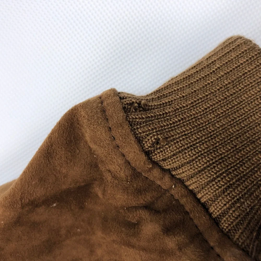 Jos A Bank Mens Brown Genuine Leather Suede Bomber Jacket Medium Full Zip Ribbed